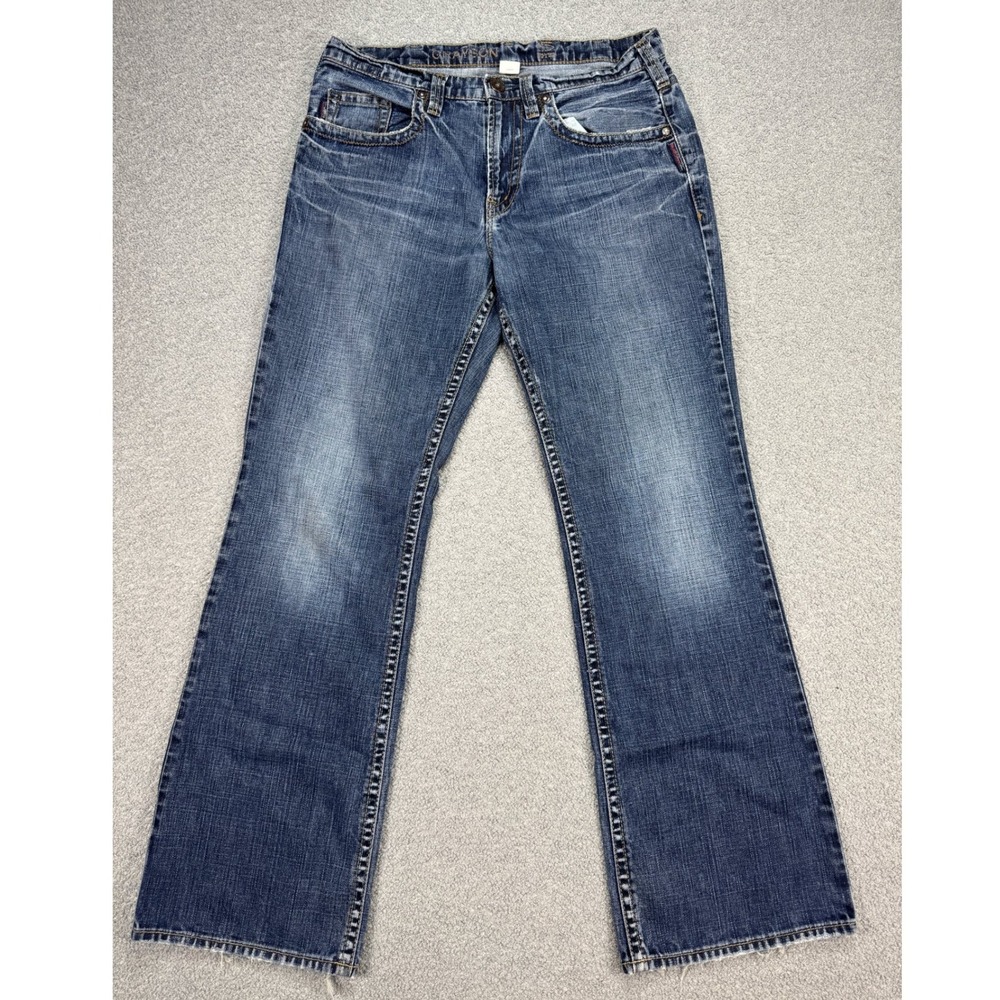 Silver Jeans Men's 33x31 Blue Medium Wash Cotton Grayson Bootcut Whiskered